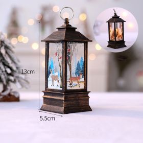 1pc Christmas Lantern Decoration; Vintage Style Hanging Electric Candle Oil Lamp; Christmas Ornaments For Tables & Desks; Holiday Home Decor (Color: Golden Deer Small Flame Lamp)