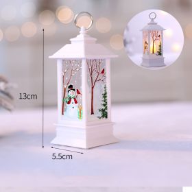1pc Christmas Lantern Decoration; Vintage Style Hanging Electric Candle Oil Lamp; Christmas Ornaments For Tables & Desks; Holiday Home Decor (Color: White Snowman Small Flame Lamp)
