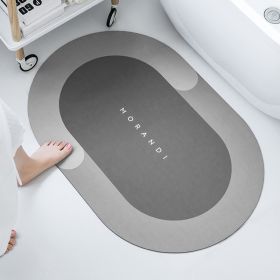 1pc Diatom Mud Oval Classic Floor Mat; Super Absorbent Floor Mat; Quick Dry Bath Mats For Bathroom Floor; Non-Slip Bathroom Rugs; Easy To Clean (Color: gray, size: 19.6*31.5"/50*80CM)