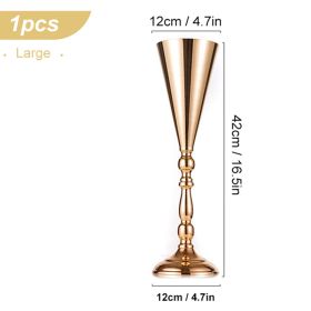 Wedding Metal Candle Holders Flowers Vase Candlestick Centerpieces Table Center Flower Pillar Road Lead Candelabra Wedding Party (Ships From: CN, Color: 1Pcs-Large)