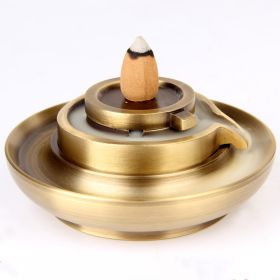 Copper Stone Grinding Backflow Incense Burner Ornament (Option: A)